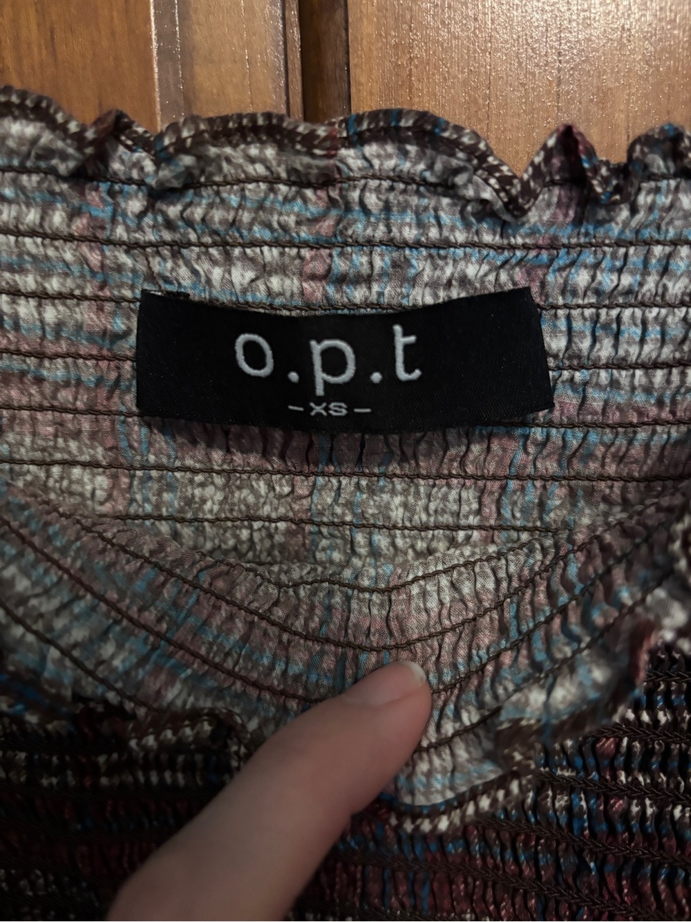 O.P.T. Tiered Midi Dress in Reddish Brown and Blue Plaid - Picture 5 of 6